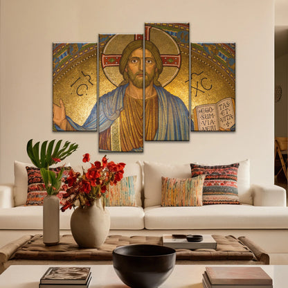 Jesus Christ Holding Book Christian Wall Art Canvas