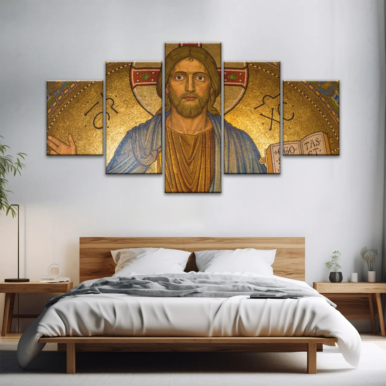 Jesus Christ Holding Book Christian Wall Art Canvas
