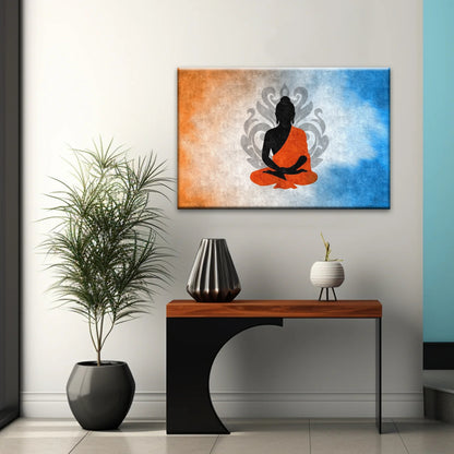 Meditating Buddha Silhouette With Lotus Background Buddha Wall Decor