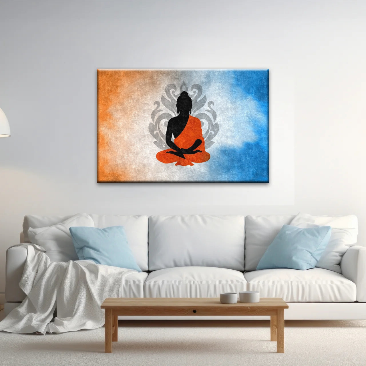 Meditating Buddha Silhouette With Lotus Background Buddha Wall Decor