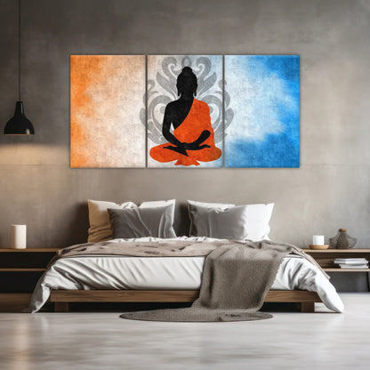 Meditating Buddha Silhouette With Lotus Background Buddha Wall Decor