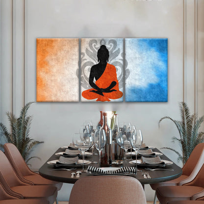 Meditating Buddha Silhouette With Lotus Background Buddha Wall Decor