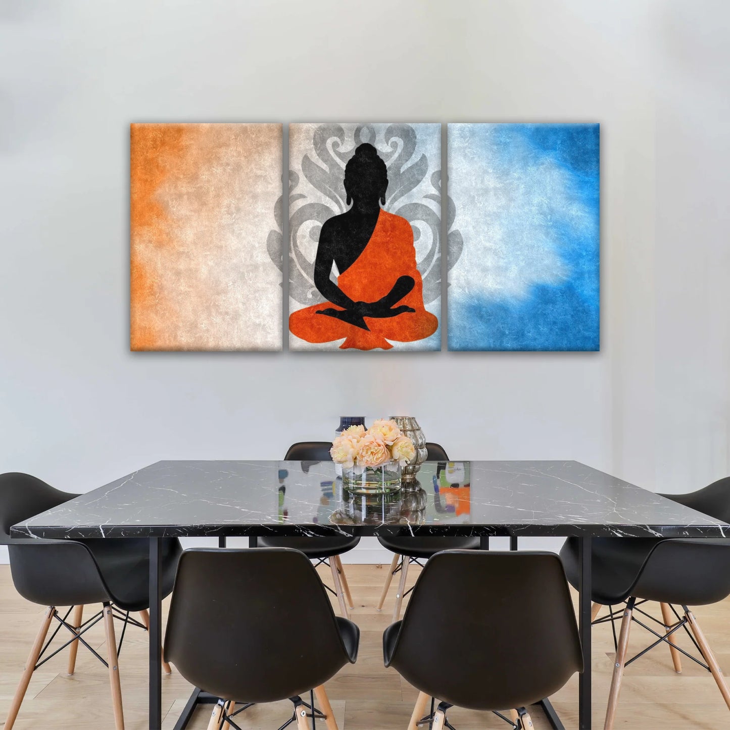 Meditating Buddha Silhouette With Lotus Background Buddha Wall Decor