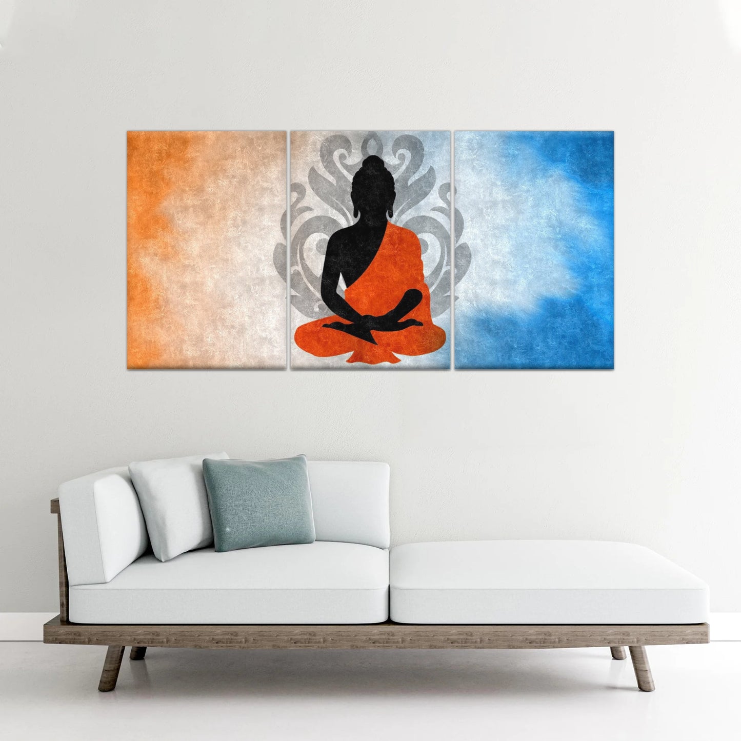 Meditating Buddha Silhouette With Lotus Background Buddha Wall Decor