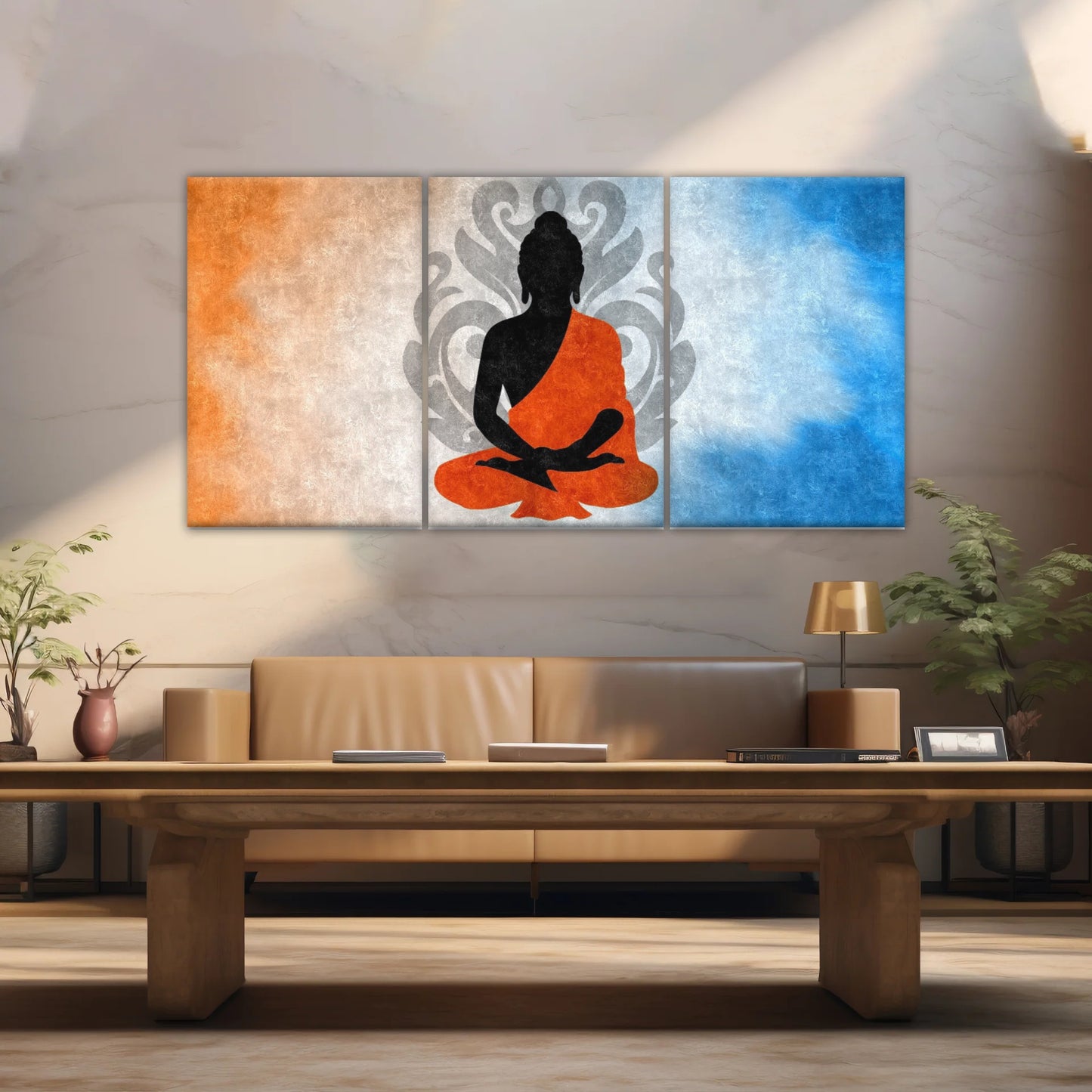 Meditating Buddha Silhouette With Lotus Background Buddha Wall Decor