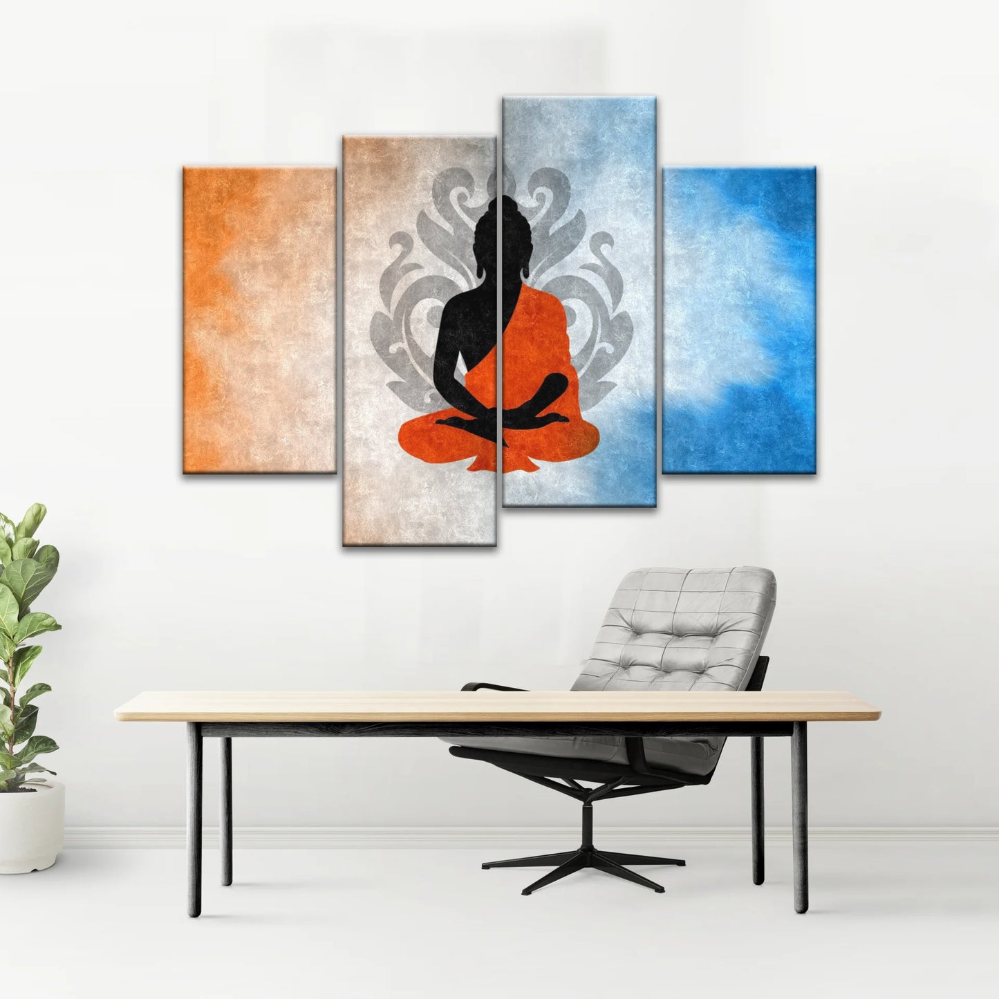 Meditating Buddha Silhouette With Lotus Background Buddha Wall Decor