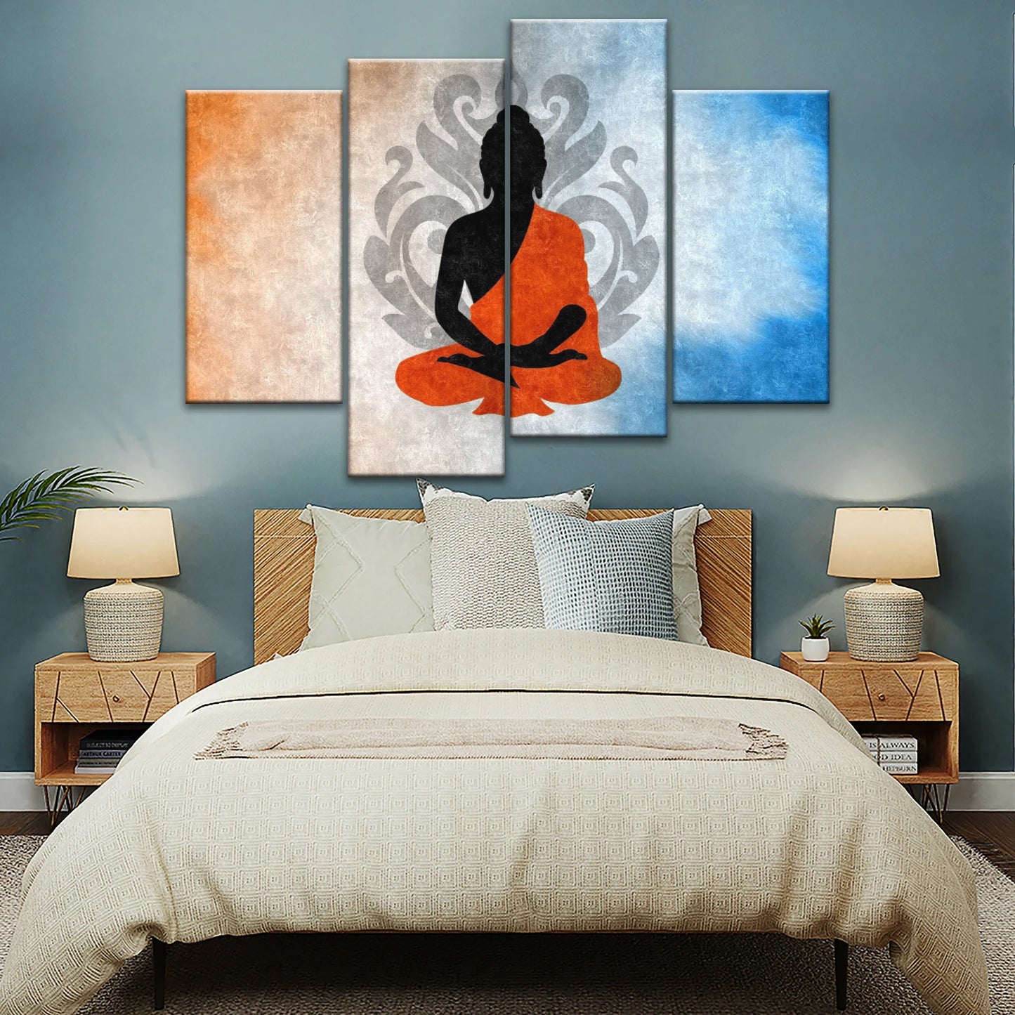 Meditating Buddha Silhouette With Lotus Background Buddha Wall Decor
