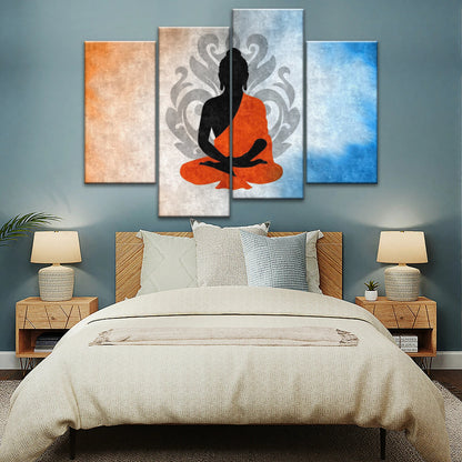 Meditating Buddha Silhouette With Lotus Background Buddha Wall Decor