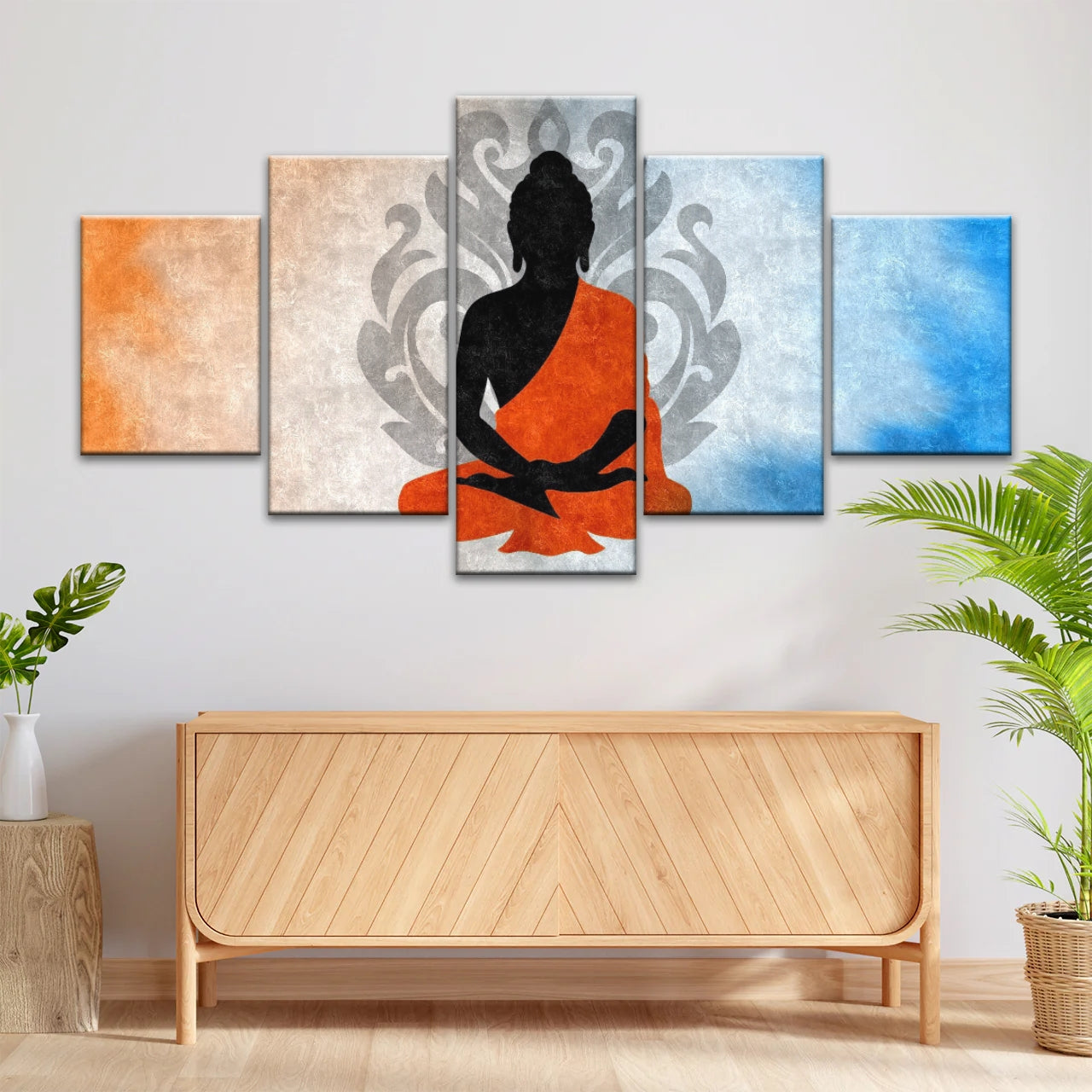 Meditating Buddha Silhouette With Lotus Background Buddha Wall Decor