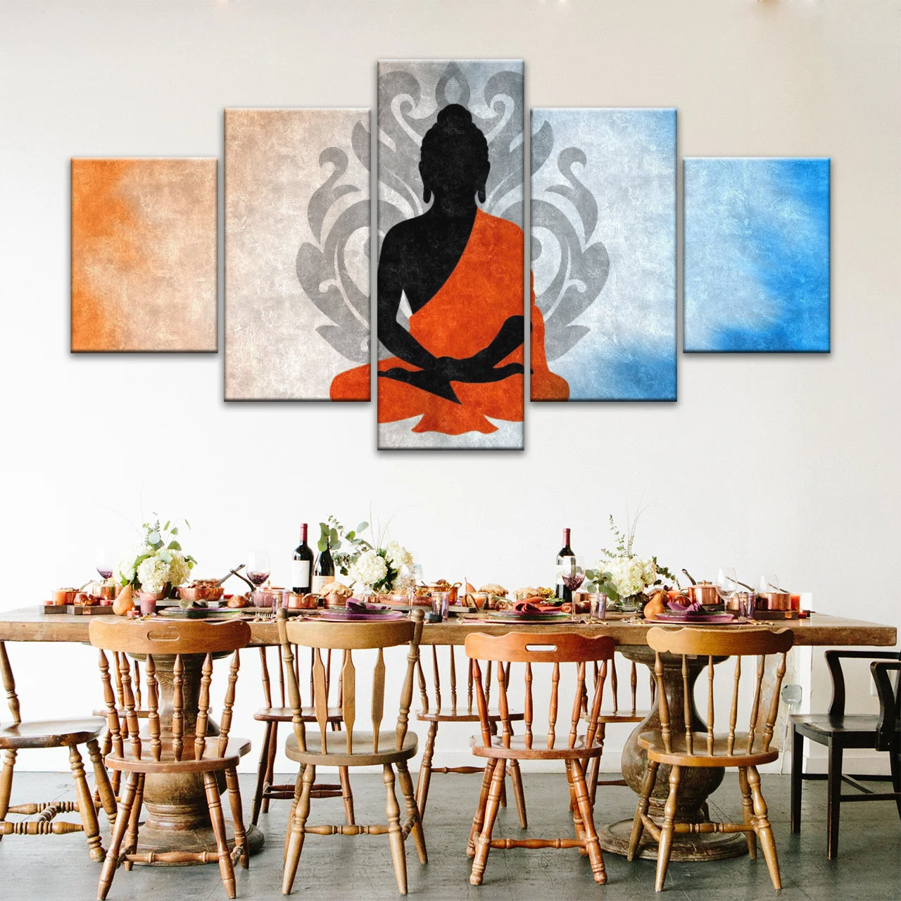 Meditating Buddha Silhouette With Lotus Background Buddha Wall Decor