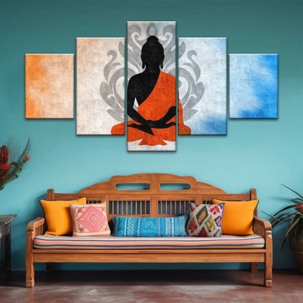 Meditating Buddha Silhouette With Lotus Background Buddha Wall Decor