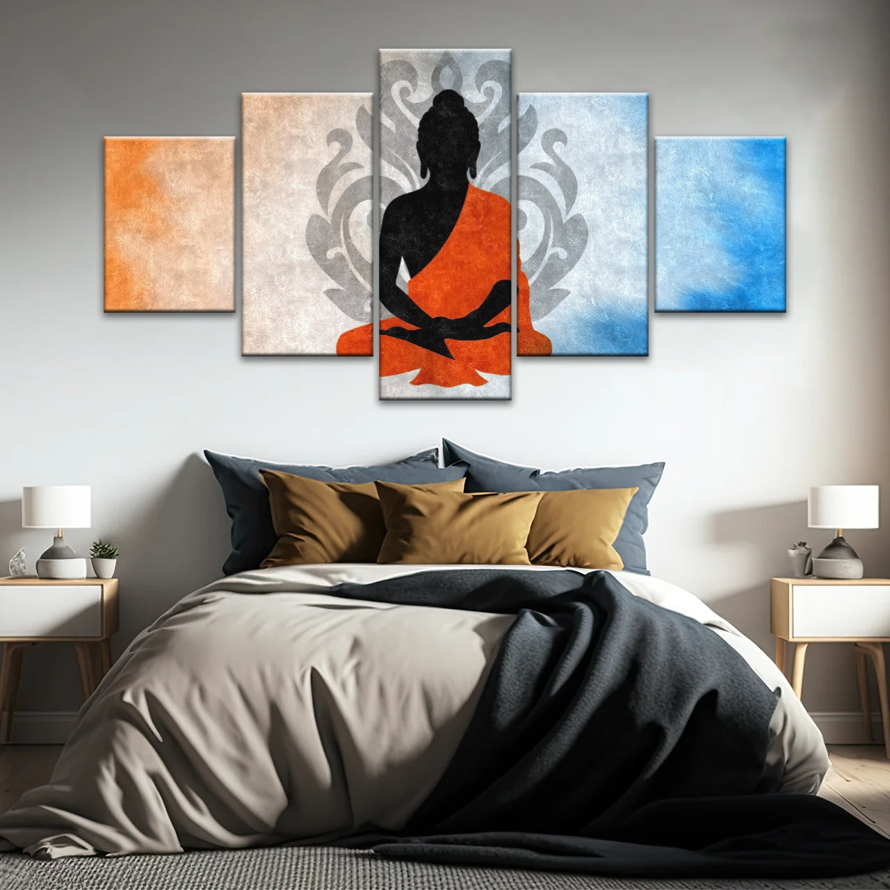 Meditating Buddha Silhouette With Lotus Background Buddha Wall Decor
