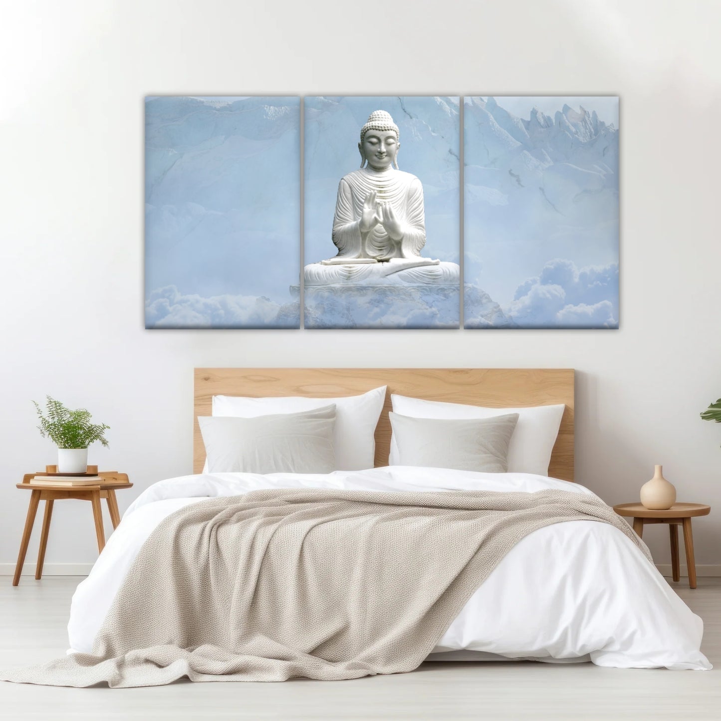 Sakyamuni Buddha Statue Under the Snow-capped Mountains Buddha Canvas Art