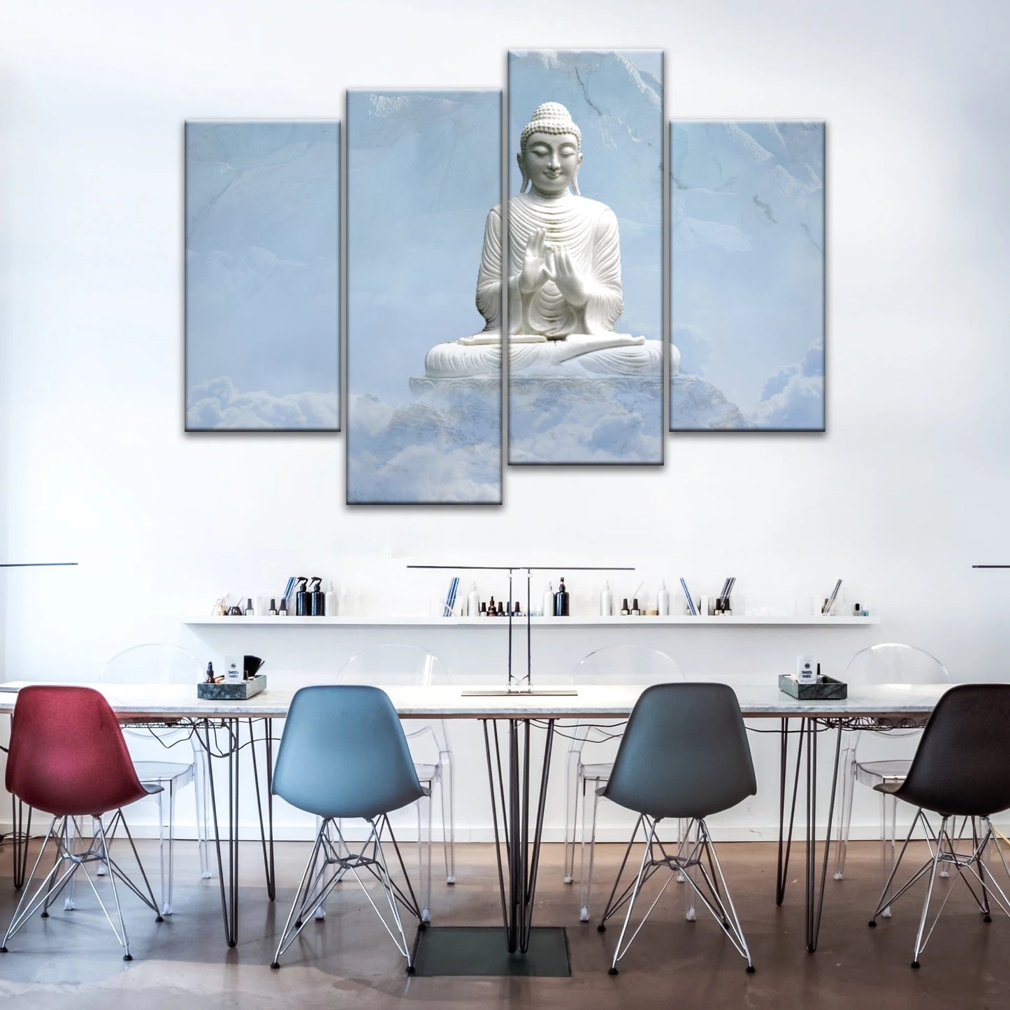 Sakyamuni Buddha Statue Under the Snow-capped Mountains Buddha Canvas Art