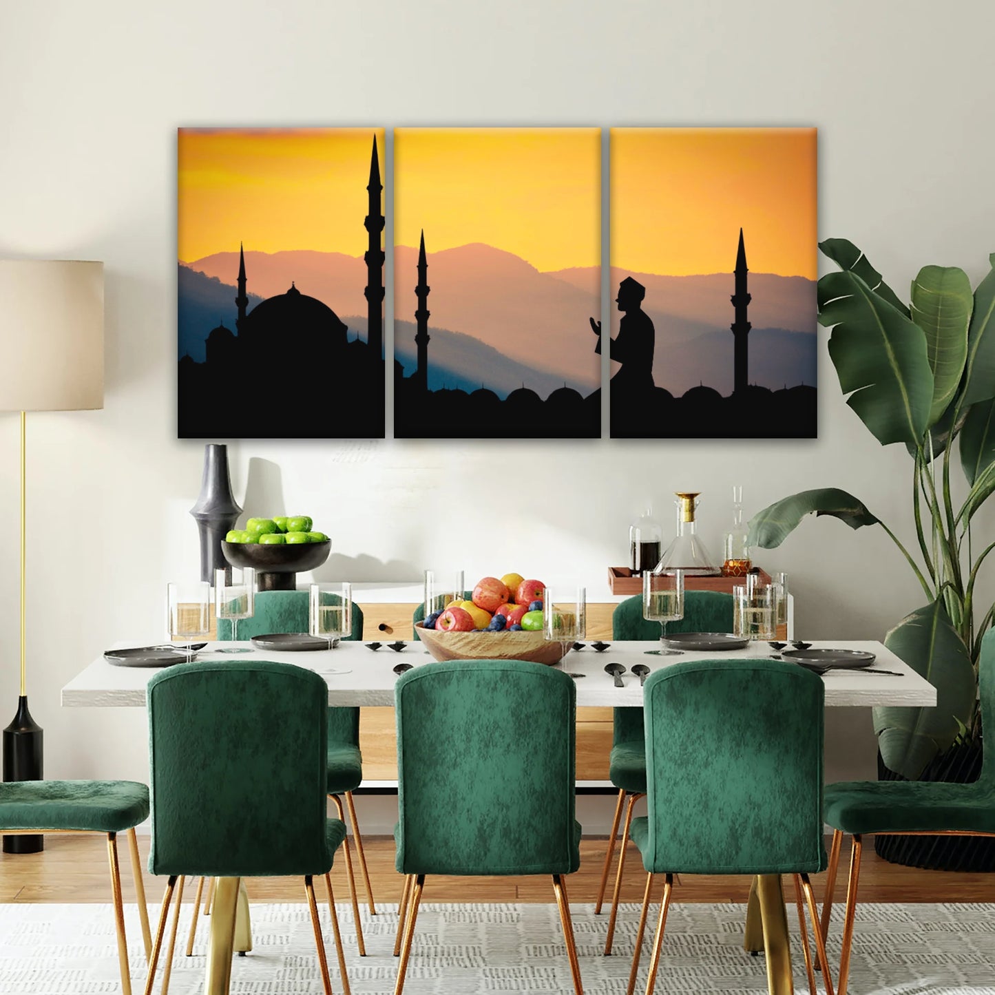 Silhouette of Man Praying In Mosque During Islamic Ramadan Islamic Decor