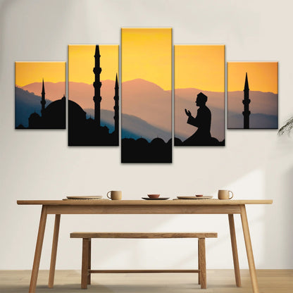 Silhouette of Man Praying In Mosque During Islamic Ramadan Islamic Decor