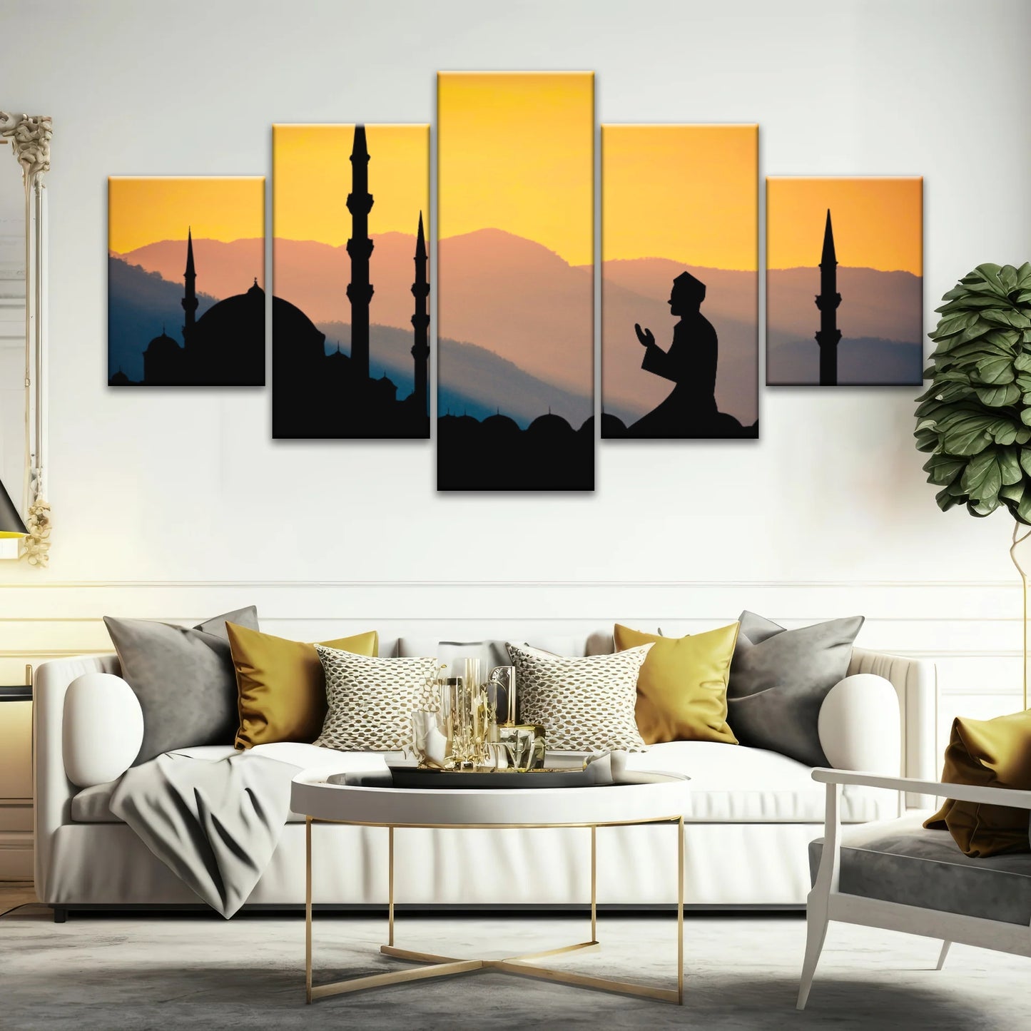 Silhouette of Man Praying In Mosque During Islamic Ramadan Islamic Decor