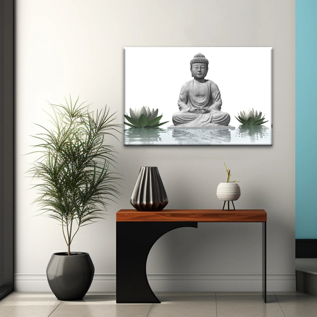 Sitting Buddha Sculpture Religion Buddha Canvas Wall Art