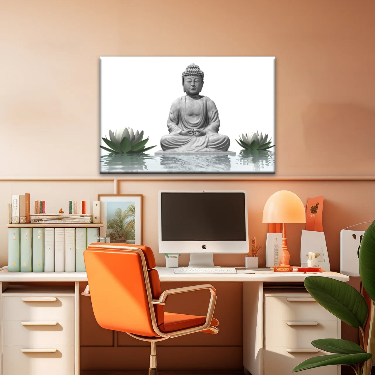 Sitting Buddha Sculpture Religion Buddha Canvas Wall Art