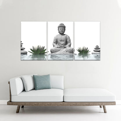 Sitting Buddha Sculpture Religion Buddha Canvas Wall Art