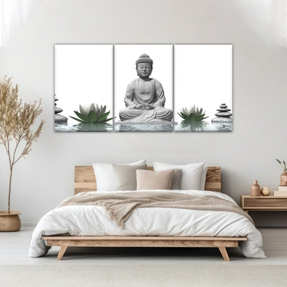 Sitting Buddha Sculpture Religion Buddha Canvas Wall Art