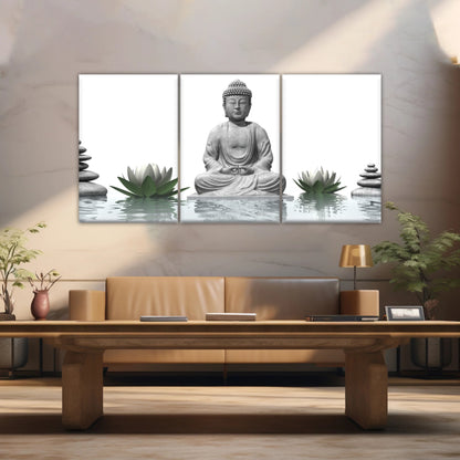 Sitting Buddha Sculpture Religion Buddha Canvas Wall Art