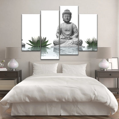 Sitting Buddha Sculpture Religion Buddha Canvas Wall Art