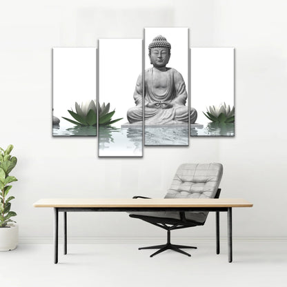 Sitting Buddha Sculpture Religion Buddha Canvas Wall Art