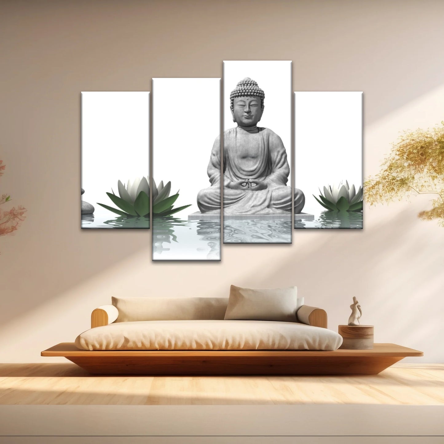 Sitting Buddha Sculpture Religion Buddha Canvas Wall Art