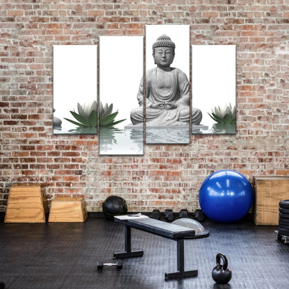 Sitting Buddha Sculpture Religion Buddha Canvas Wall Art