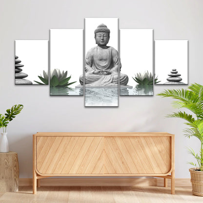 Sitting Buddha Sculpture Religion Buddha Canvas Wall Art