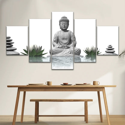 Sitting Buddha Sculpture Religion Buddha Canvas Wall Art