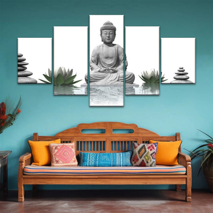 Sitting Buddha Sculpture Religion Buddha Canvas Wall Art