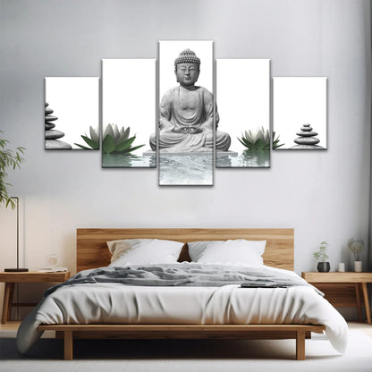 Sitting Buddha Sculpture Religion Buddha Canvas Wall Art